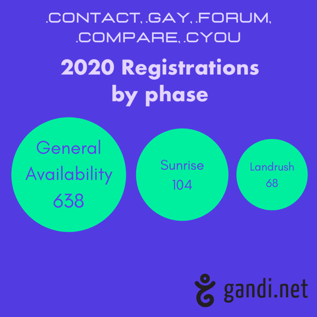 2020 new gTLD registrations by phase