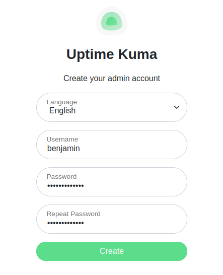 Uptime-kuma login screen