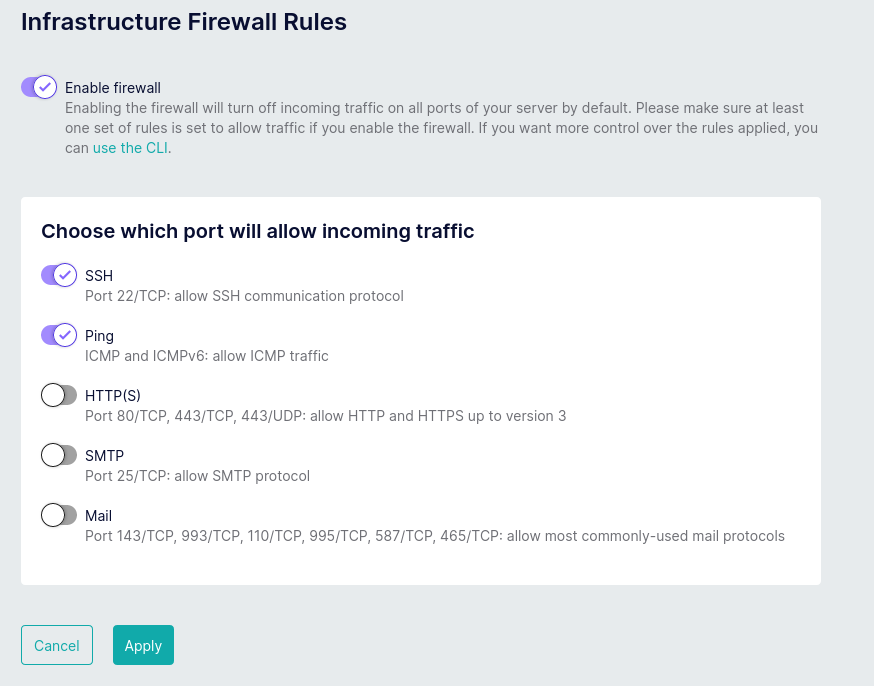 Infrastructure Firewall Rules VPS